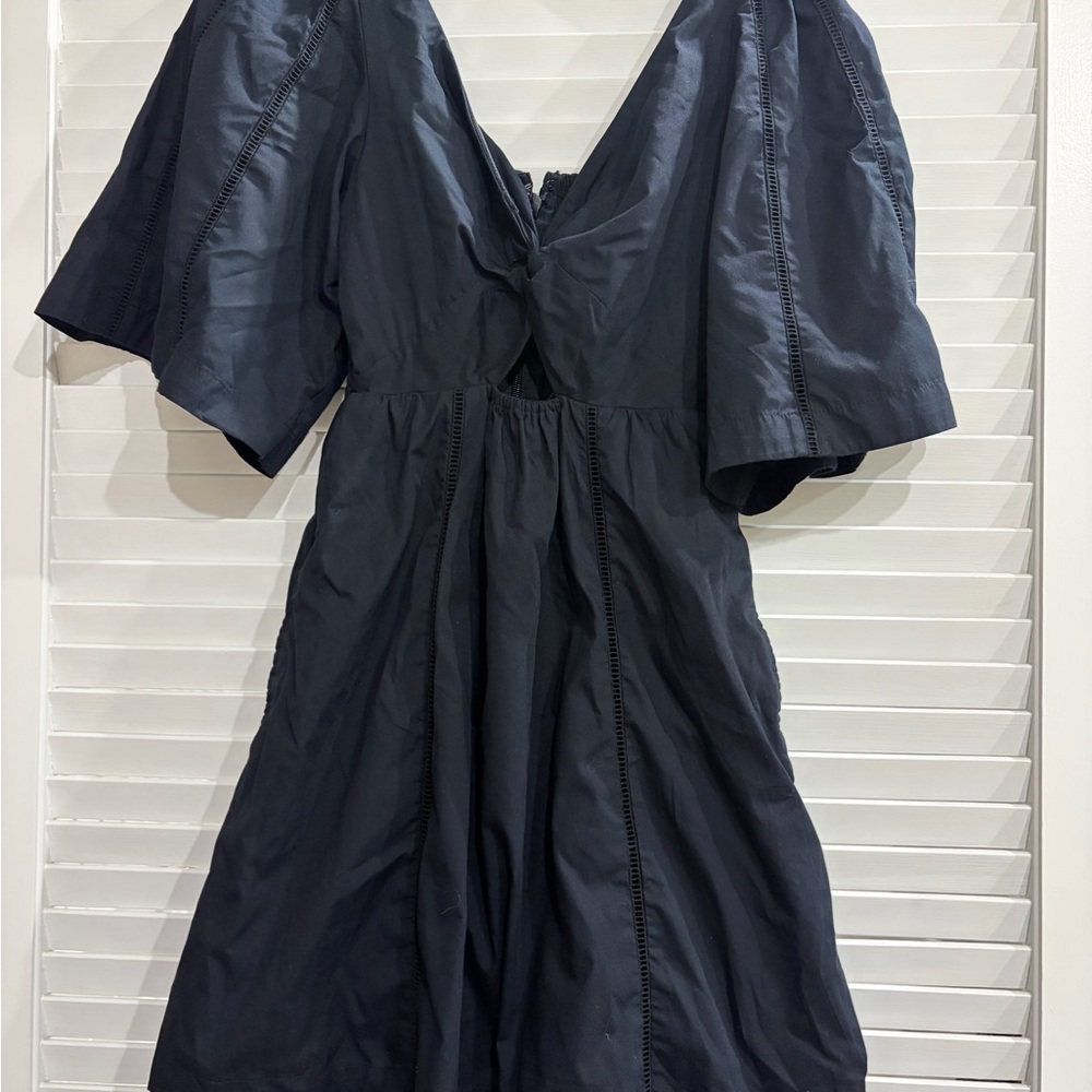 Abercrombie Black Cutout Puff-Sleeve Dress
